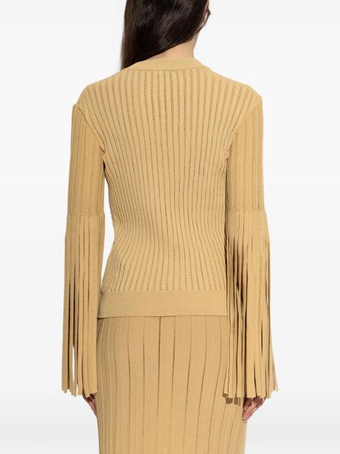 Balmain fringed-sleeve buttoned cardigan - Neutrals