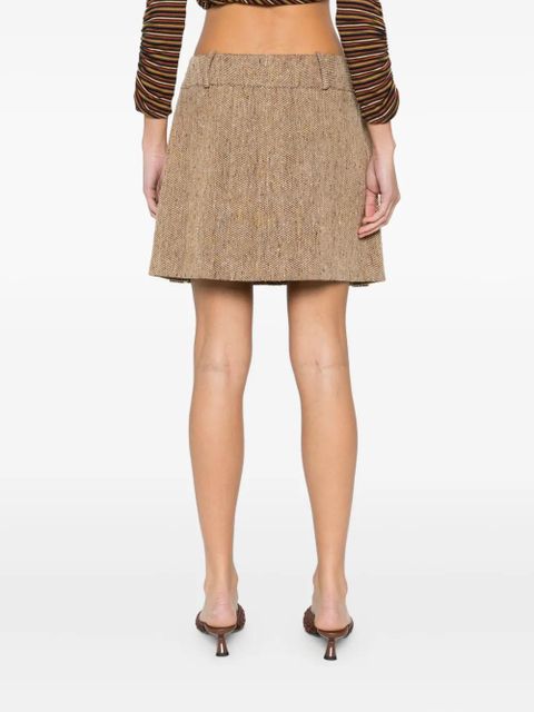 Anna Sui herringbone mini skirt - Brown