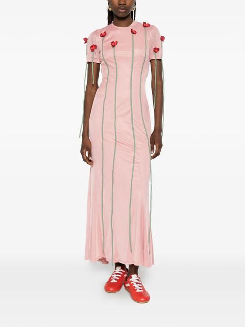 Moschino floral-appliqued midi dress - Pink - zdjęcie produktu nr 2