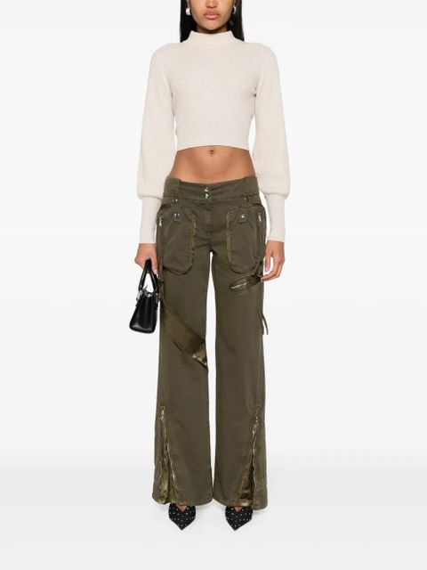 Blumarine satin-insert cargo trousers - Green