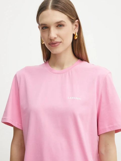 La Mania t-shirt bawełniany damski kolor różowy BONI.3