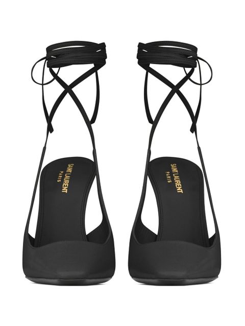 Saint Laurent 105mm ankle-strap leather pumps - Black - zdjęcie produktu nr 2