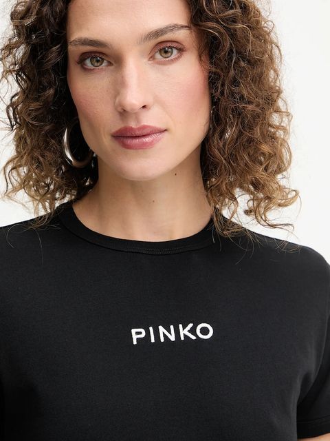 Pinko t-shirt bawełniany damski kolor czarny 105728 A2US