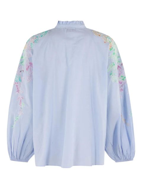 Essentiel Antwerp floral-embroidered balloon-sleeve top - Blue - zdjęcie produktu nr 2