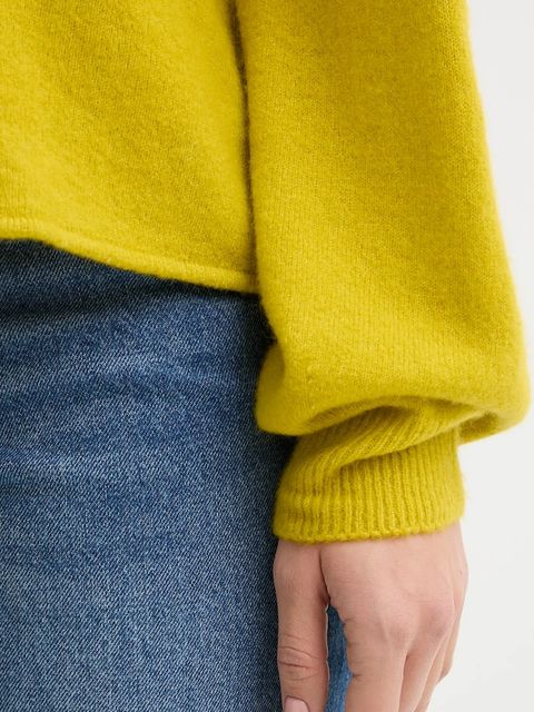 United Colors of Benetton sweter damski kolor żółty lekki z golfem 11CZD204F