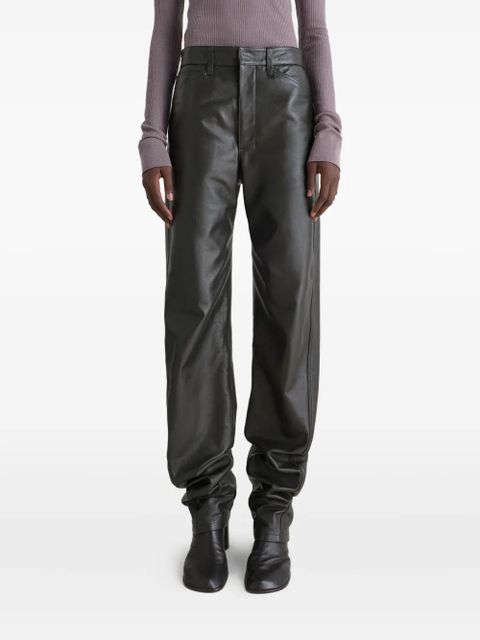 LEMAIRE Twisted five-pocket leather trousers - Black