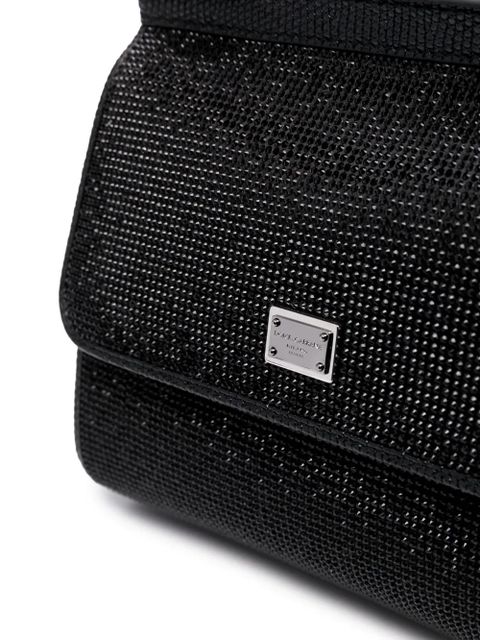 Dolce & Gabbana small Sicily rhinestone shoulder bag - Black