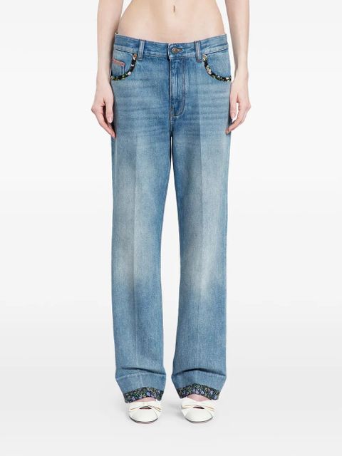 Valentino Garavani floral-trim jeans - Blue - zdjęcie produktu nr 1