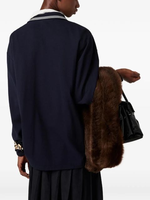 Miu Miu zippered logo patch polo shirt - Blue - zdjęcie produktu nr 2