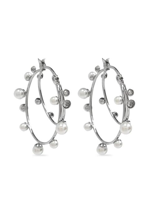 Tory Burch pearl-embellished hoop earrings - Silver - zdjęcie produktu nr 1