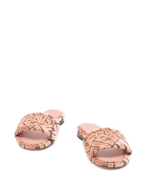 FENDI logo-motif velvet sandals - Pink - zdjęcie produktu nr 2