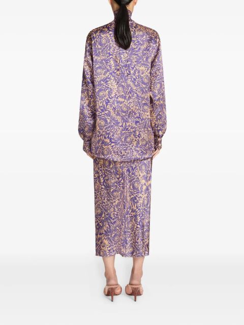 DRIES VAN NOTEN printed silk top - Purple - zdjęcie produktu nr 2