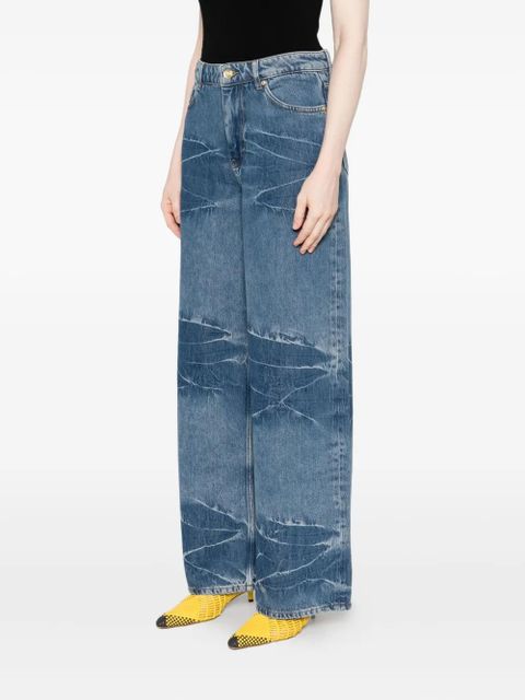 GANNI logo-patch jeans - Blue