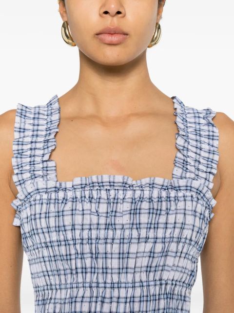 Maje check-pattern ruffled top - White