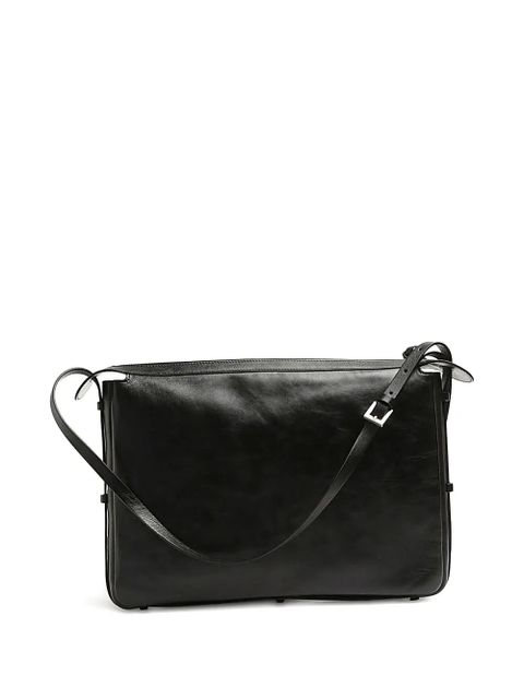 FENDI medium Simply F logo-plaque leather shoulder bag - Black