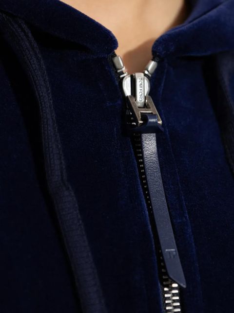 TOM FORD hooded zip knitwear - Blue