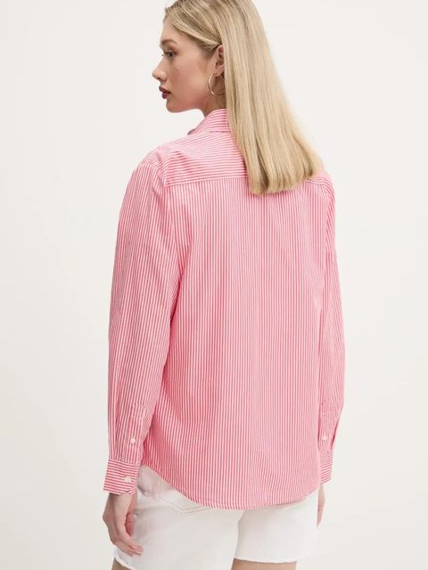 Tommy Jeans koszula bawełniana damska kolor różowy relaxed z kołnierzykiem klasycznym DW0DW20290 - zdjęcie produktu nr 2