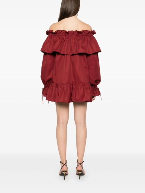 Saint Laurent ruffled cotton mini dress - Red