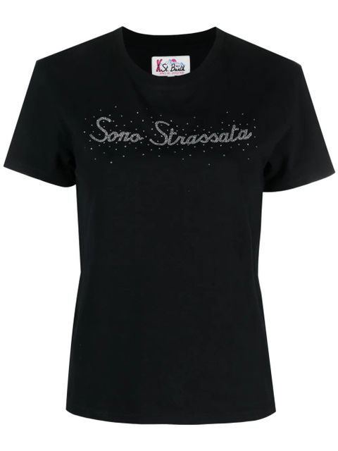 MC2 Saint Barth crystal-embellished cotton T-shirt - Black - zdjęcie produktu nr 1