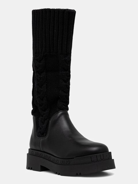 Liu Jo kozaki LOVE 65 damskie kolor czarny na płaskim obcasie SF5121TX33022222