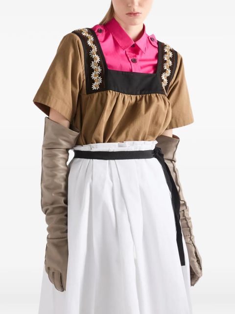 Prada embroidered old gabardine top - Neutrals