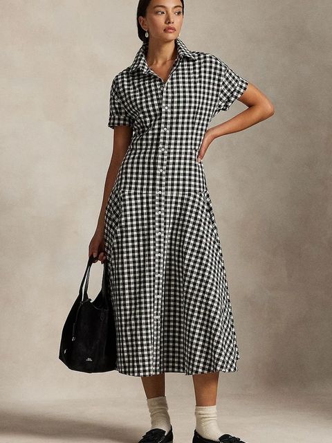 Polo Ralph Lauren sukienka bawełniana kolor czarny midi rozkloszowana 211A89374 - zdjęcie produktu nr 1