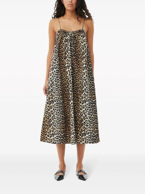 GANNI leopard-print cotton midi dress - Black - zdjęcie produktu nr 2