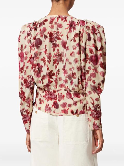 ISABEL MARANT Zarga silk floral top - Neutrals
