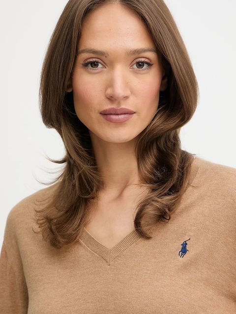 Polo Ralph Lauren sweter bawełniany damski kolor beżowy lekki 211972105