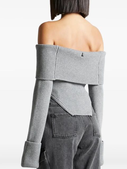 Manière De Voir bardot-neckline sweater - Grey