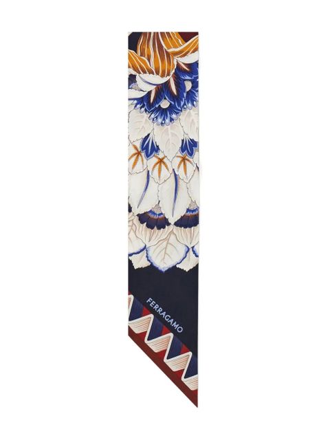 Ferragamo floral-print silk scarf - Blue