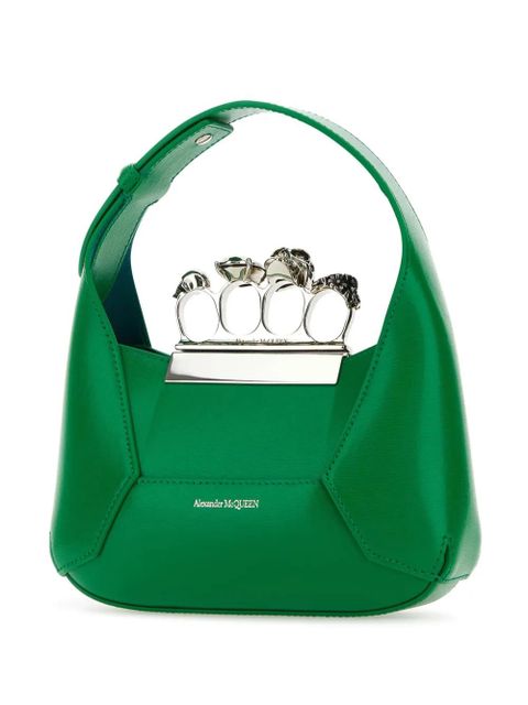 Alexander McQueen The Jewelled Hobo leather mini bag - Green