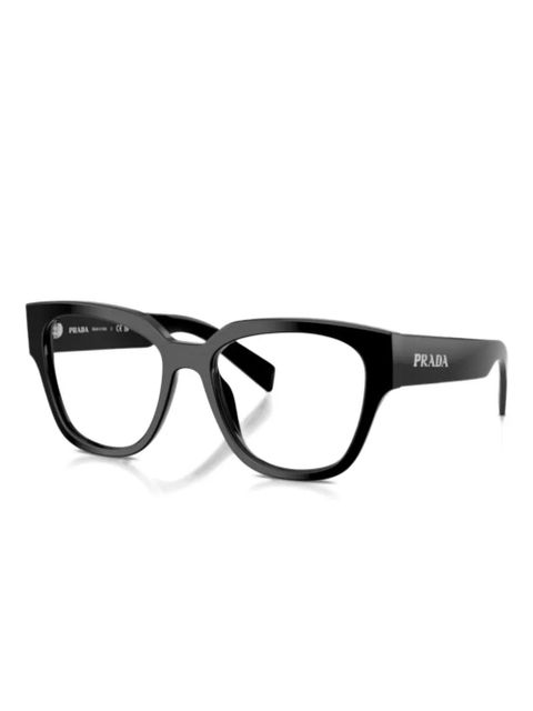 Prada Eyewear round-frame logo-lettering glasses - Black