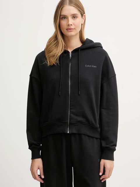 Calvin Klein Underwear bluza lounge damska kolor czarny z kapturem gładka LV00QS7513 - zdjęcie produktu nr 1