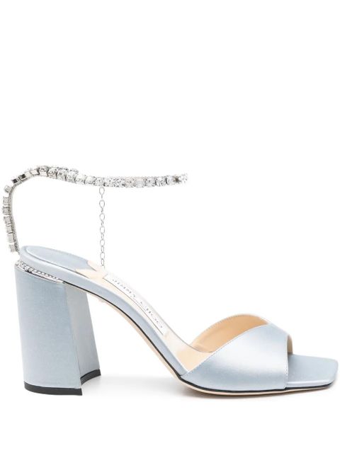 Jimmy Choo Saeda 80mm crystal-strap sandals - Blue - zdjęcie produktu nr 1