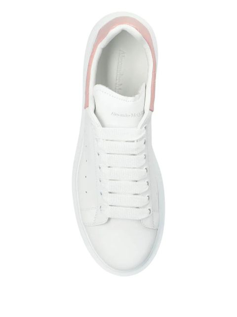 Alexander McQueen Oversized leather crocodile-effect heel sneakers - White