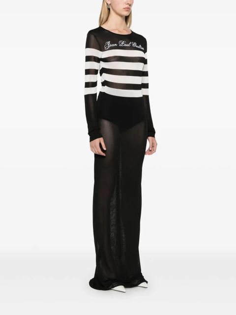 Jean Paul Gaultier logo-embroidered maxi dress - Black