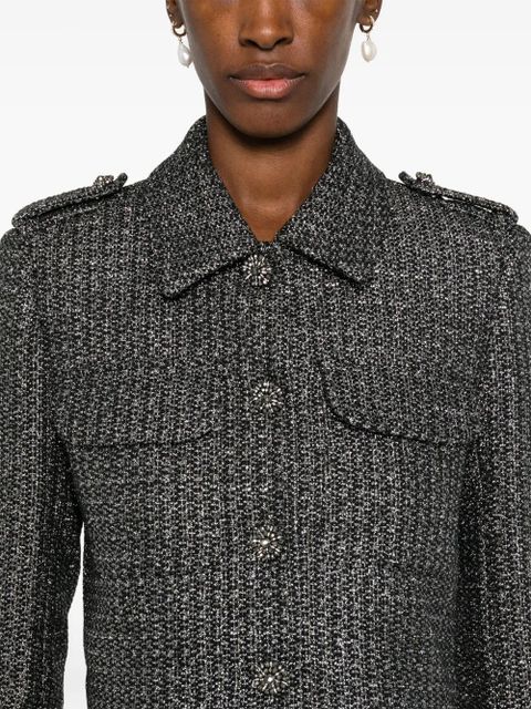 Self-Portrait metallic bouclé jacket - Black