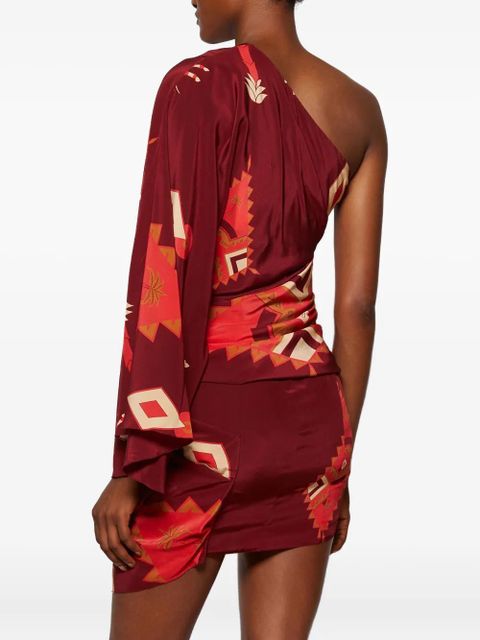 Johanna Ortiz one-shoulder print mini dress - Red