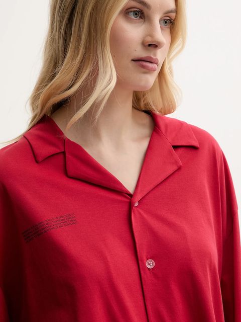 Pangaia piżama bawełniana damska kolor czerwony bawełniana 10002462