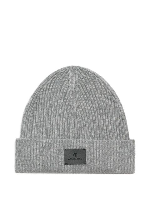 ANINE BING Carley logo-patch beanie - Grey - zdjęcie produktu nr 1