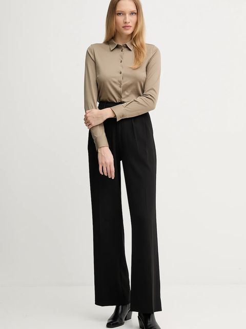 Mos Mosh koszula bawełniana damska kolor zielony regular z kołnierzykiem klasycznym