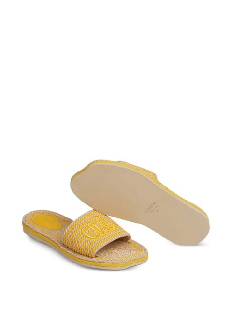 Chloé logo-embroidered sandals - Neutrals