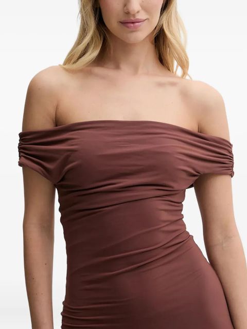 Bond-eye off-shoulder side-split maxi dress - Brown