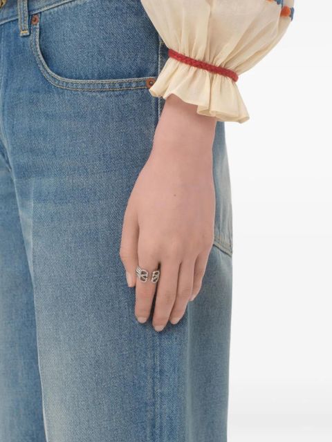 Valentino Garavani Ovalette crystal-embellished metal ring - Silver - zdjęcie produktu nr 2