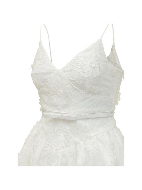 Self-Portrait floral applique mini dress - White