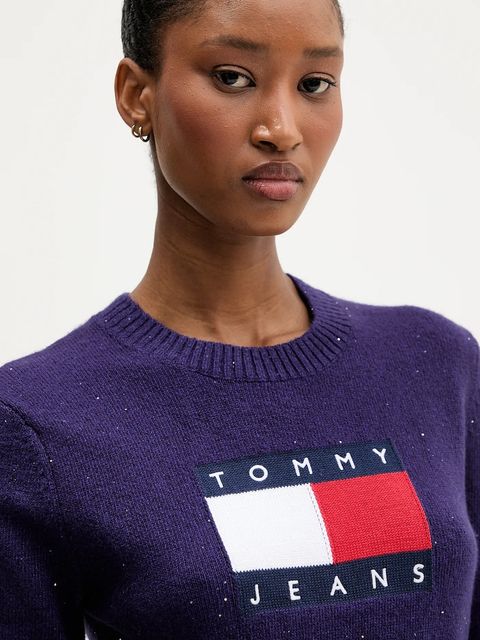 Tommy Jeans sweter damski kolor fioletowy DW0DW21690