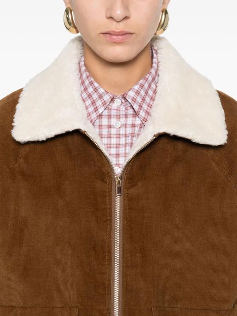 Maje shearling-collar jacket - Brown