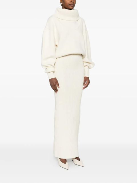 Jacquemus roll-neck ribbed dress - White