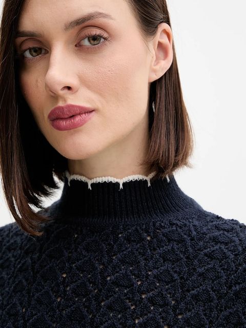 Pepe Jeans sweter damski kolor granatowy z półgolfem PL7000016